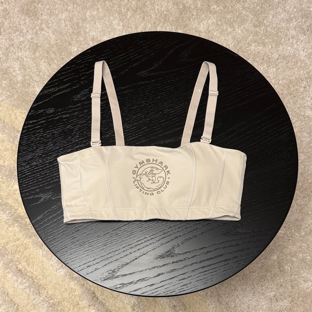 Gymshark Legacy Bandeau Beige Sports Bra with removable straps